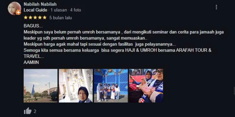 testimoni 5 umroh blitar arafah tour